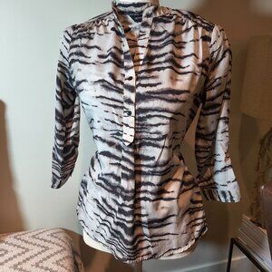 Abstract Print Button-Front Blouse